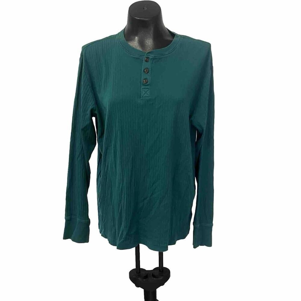 Large - Women's - Land's End‎ - Cozy Long Sleeve Henley Top for Casual Comfort